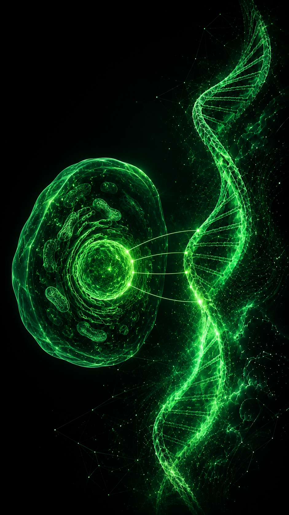 DNA, solu ja 3D-genomin tutkimusvisualisointi